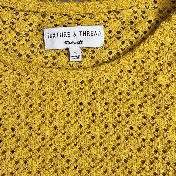 Madewell Texture & Thread Eyelet Flutter-Sleeve Top Mustard Yellow - Picture 3 of 6